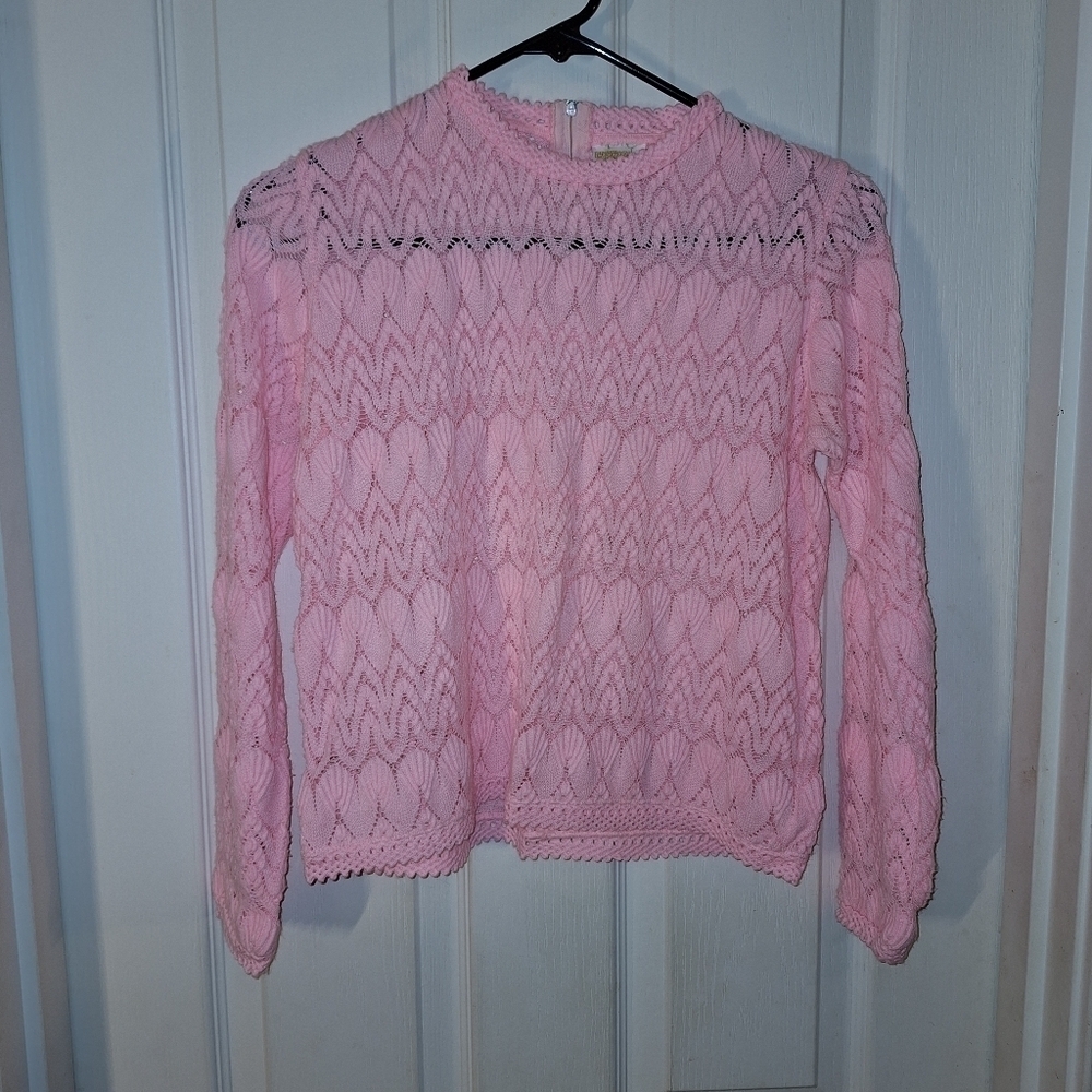 Keynote Vintage Pink Knit Acrylic Top Medium